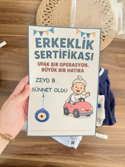 Sünnet Sertifikası (Kuşe Kağıda Baskı)
