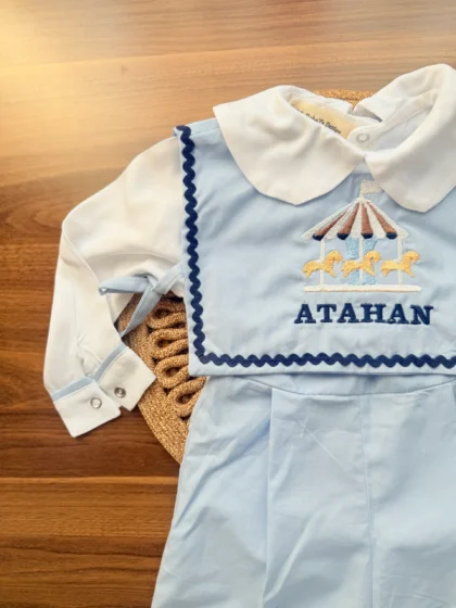 Bebe Mavisi Atlıkarınca Nakışlı Takım (1 Yaş)